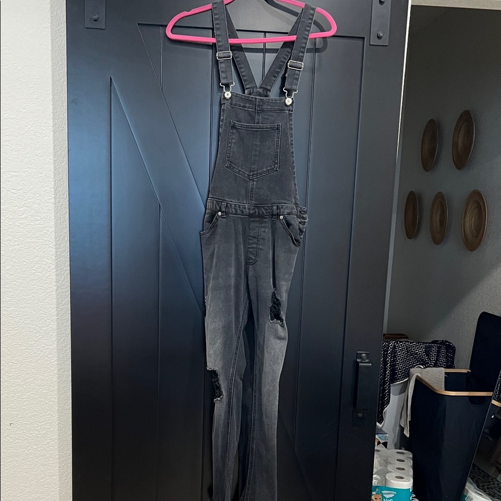 Love Tree Charcoal Denim Overalls